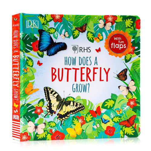 DK儿童百科系列 蝴蝶是怎样生长的 英文原版绘本 RHS How Does a Butterfly Grow  儿童科普百科读物 纸板翻翻书