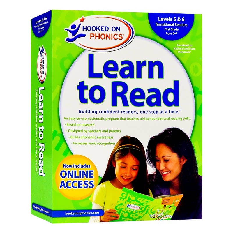自然拼读法 迷上语音系列 一年级 英文原版 Hooked on Phonics Learn to Read Levels 5 and 6 英文原版教材分级阅读 带DVD光盘