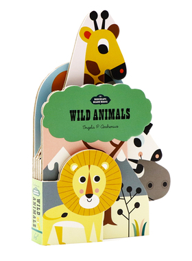 野生动物 进口英文原版 Bookscape Board Books Wild Animals 儿童英语启蒙纸板造型书 亲子互动异形游戏玩具书绘本 Chronicle出品