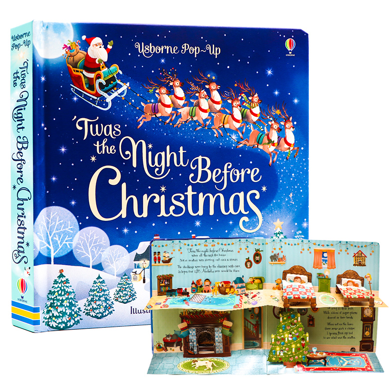 Usborne出品圣诞前夜Pop Up立体书 Twas the Night Before Christmas 英文原版绘本圣诞节主题绘本圣诞平安夜立体书礼物书