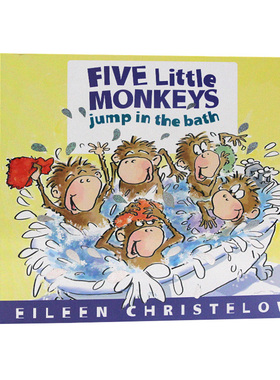 五只猴子去洗澡 英文原版绘本 Five Little Monkeys Jump in the Bath 在浴缸里跳 纸板书 幼儿童英语启蒙图画故事书 亲子读物