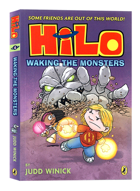 HILO系列4 唤醒怪物英文原版小说 Hilo Book 4 Waking The Monsters 儿童全彩漫画桥梁章节小说进口英语书籍平装版Judd Winick著作