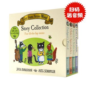 Wood儿童启蒙认知图画故事书纸板翻翻书Julia 橡树林故事集4册套盒英文原版 Acorn from Donaldson咕噜牛同作者 绘本Tales