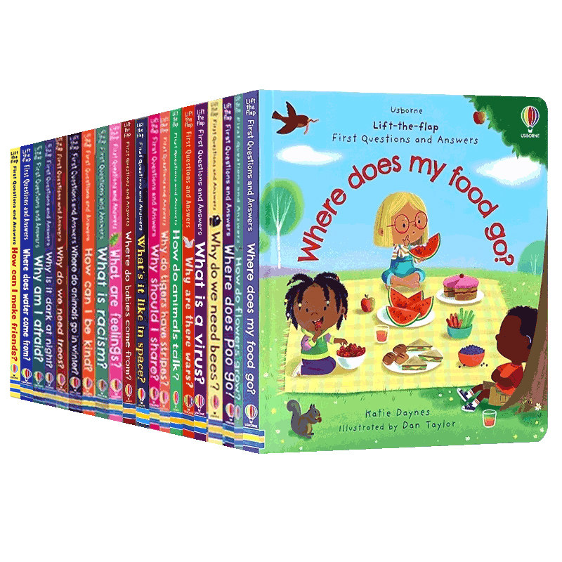 问与答科学立体翻翻书20册 英文原版绘本 Usborne First Questions and Answers 科普百科精装读本 病毒/太空/食物/分享/身体/动物