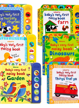 Usborne宝宝的首本恐龙/交通工具/农场/花园/童谣发声书6册 Baby's Very First Noisy Book  触摸发声纸板书英语启蒙绘本 耐撕耐翻