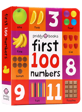 初级入门100个数字 First 100 Numbers 图解字词典 宝宝启蒙单词 亲子阅读纸板书 英文版进口 原版 英语书籍 纸板书  priddy books