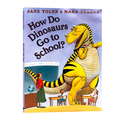 家有恐龙系列 习惯养成 英文原版绘本 How Do Dinosaurs Go To School 亲子共读图画故事书 平装大开 全彩趣味插画 英语读物