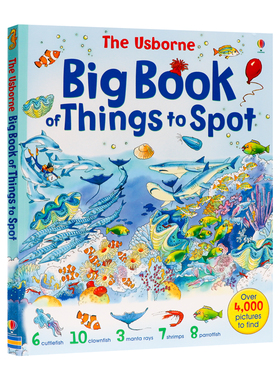 Usborne出品找找看4个故事合辑英文原版绘本Big Book of Things to Spot儿童数字单字启蒙图画辞典亲子趣味互动游戏早教益智 平装