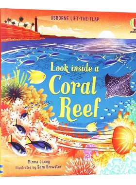 Usborne出品看里面系列珊瑚礁英文原版 Look Inside a Coral Reef 尤斯伯恩幼儿科普百科儿童英语翻翻书课外读物进口纸板书