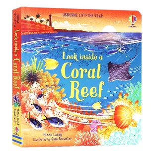 Usborne出品看里面系列珊瑚礁英文原版 Look Inside a Coral Reef 尤斯伯恩幼儿科普百科儿童英语翻翻书课外读物进口纸板书