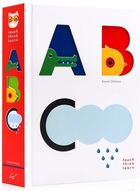 ABC触摸纸板书 小手摸摸全知道英文原版绘本TouchThinkLearn ABC 儿童字母单词认知 早教启蒙 大开本 艺术大师Xavier Deneux