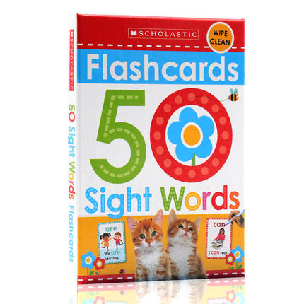 学乐小小读者系列Flashcards 50 Sight Words 英文原版 25张字卡 50个高频词Scholastic Early Learners 幼儿启蒙早教认知