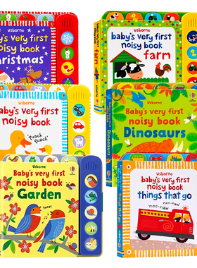 Usborne宝宝的首本恐龙/交通工具/农场/花园/丛林发声书6册 Baby's Very First Noisy Book  触摸发声纸板书英语启蒙绘本 耐撕耐翻