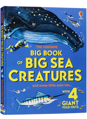 Usborne出品大型海洋生物科普大书 英文原版 The Usborne Big Book of Sea Creatures 双面超长拉页折叠书 4 giant fold-outs 精装