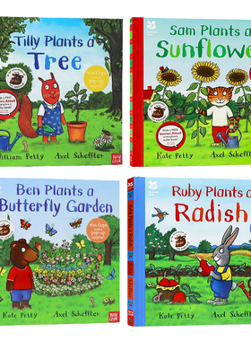 Axel Scheffler自然植物绘本4册 英文原版 National Trust Tilly Plants a Tree Butterfly Garden Radish Sunflower 立体翻翻页