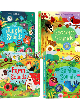 Usborne触摸音乐发声书系列4册 英文原版绘本 Garden/Zoo/Farm/Jungle Sounds花园四季农场丛林 儿童早教启蒙艺术认知英语读本