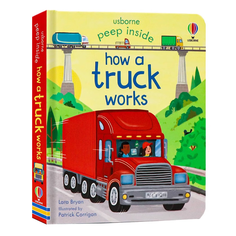 Usbrone卡车的工作原理偷偷看里面揭秘系列 Peep Inside how a truck works 英文原版绘本科普百科翻翻书 英语读物 洞洞纸板书