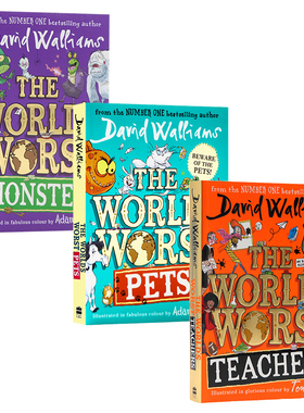大卫威廉姆斯彩绘版3册英文原版小说 The World’S Worst Teachers/Pets/Pets 儿童幽默彩绘版课外阅读书籍David Walliams