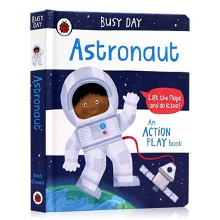 小瓢虫职业认知系列 宇航员忙碌的一天 英文原版绘本 Busy Day Astronaut 0-3岁 精装纸板机关操作翻翻书亲子互动游戏 Ladybird