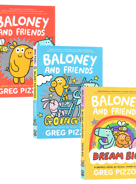 胡说八道的朋友们3册套装 英文原版 Baloney and Friends 桥梁漫画书 Going Up Dream Big 故事图画书 进口图书