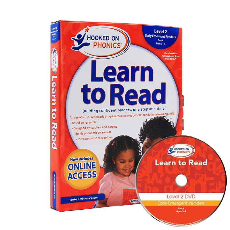 英文原版正版 Hooked on Phonics Learn to Read Pre-K Level 2 附DVD 迷上语音 少儿自然拼读学习教材系列 儿童英语学习二级别