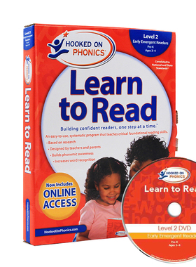 英文原版正版 Hooked on Phonics Learn to Read Pre-K Level 2 附DVD 迷上语音 少儿自然拼读学习教材系列 儿童英语学习二级别