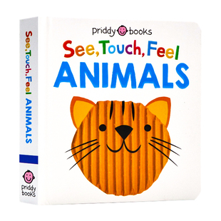 Feel 触摸 See 看 Animals 幼儿早教英语启蒙图画书 动物 单词 感受 亲子互动 英文原版 纸板触摸书触觉视觉感官认知 Touch