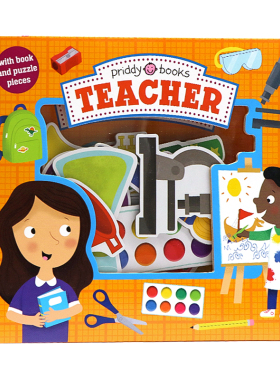 角色扮演拼图游戏书 老师盒装 英文原版绘本 Let's Pretend Teacher宝宝益智启蒙专注力开发儿童纸板操作书 Priddy Books 英语读物