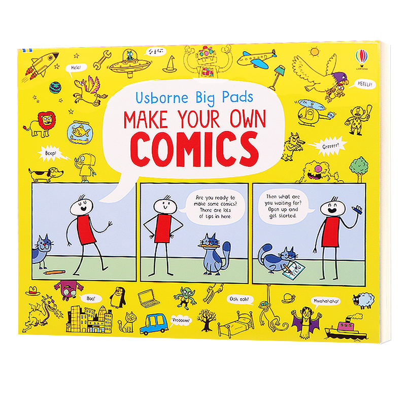 创意漫画创作簿 Usborne Big Pads Make Your Own Comics 英文原版 儿童美术启蒙 尤斯伯恩 教你画涂鸦 原装进口 书籍/杂志/报纸 原版其它 原图主图