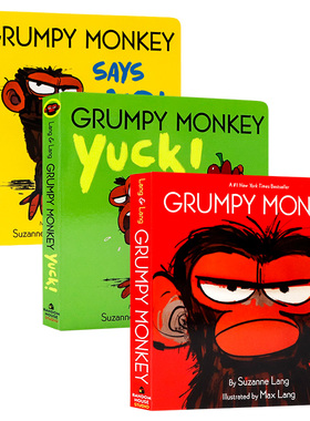 暴躁小猴子系列3册 讨厌/说不要 英文原版绘本 Grumpy Monkey Yuck/ Says No 亲子共读儿童启蒙纸板书 行为习惯养成 全彩趣味插图