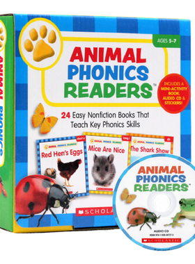 学乐动物语言家长阅读手册 英文原版 Animal Phonics Readers Parent Pack 24册礼盒装附CD贴纸 幼儿童启蒙认知 早教图画书绘本