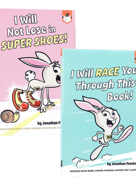 企鹅桥梁小读本兔子赛跑2册英文原版绘本 I Will Race You Through This Book 幽默爆笑故事全彩插画版桥梁章节书平装