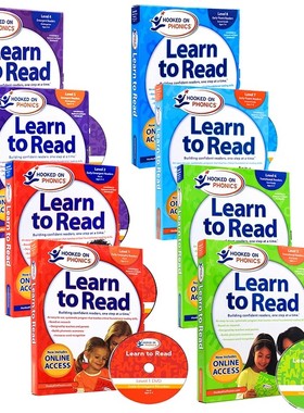 英文原版 Hooked on Phonics Learn to Read Level 12345678级 儿童自然拼读教材迷上语音系列附DVD 美国进口正版少儿英语语音学习