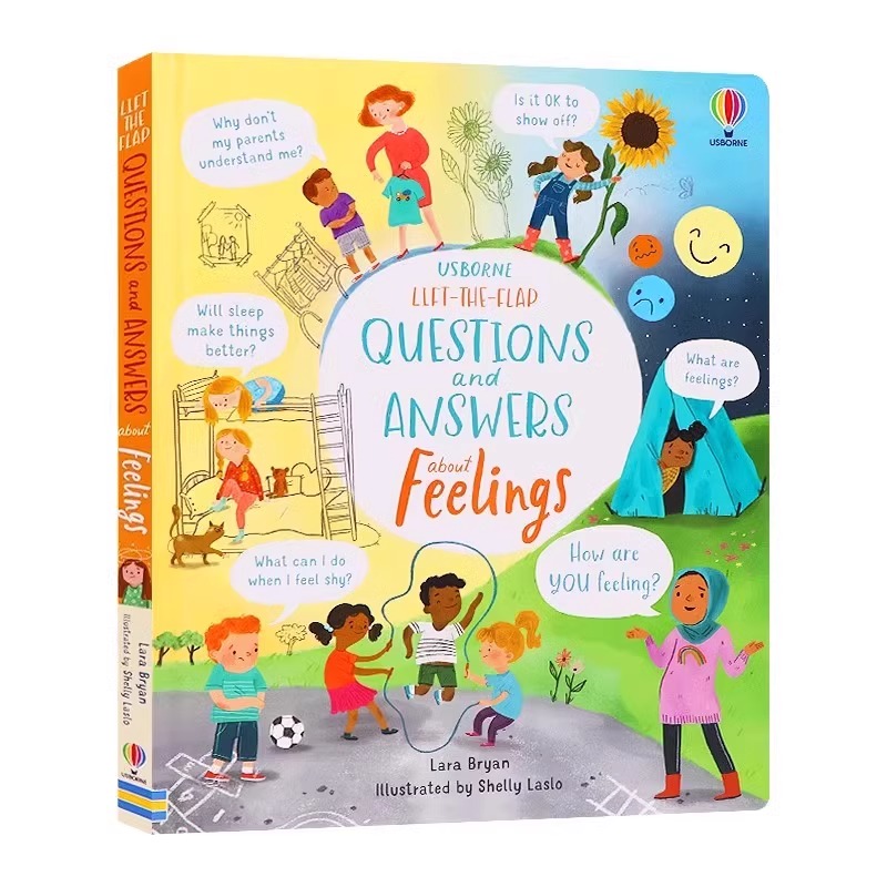Usborne问与答系列 Lift the-Flap Questions and Answers About Feelings 关于感觉 英文原版绘本 儿童立体翻翻纸板书 科普百科