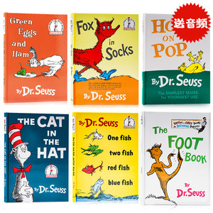 苏斯博士6册精装英文原版绘本Dr Seuss Green Eggs and Ham/The Foot Book/Fox in Socks/cat in the hat廖彩杏有声书单送音频