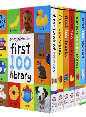 启蒙认知100词系列7册盒装 Priddy First 100 Words/Animals/Colors/Shapes 英文原版绘本幼儿童宝宝英语早教认知纸板书常见词图解