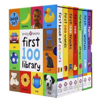 启蒙认知100词系列7册盒装 Priddy First 100 Words/Animals/Colors/Shapes 英文原版绘本幼儿童宝宝英语早教认知纸板书常见词图解