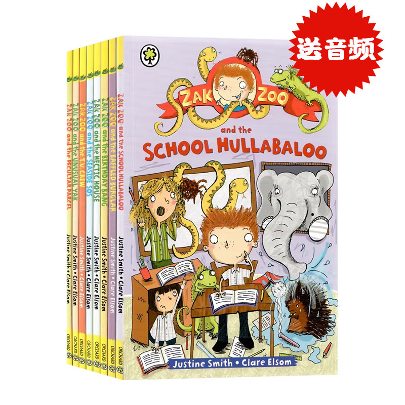 扎克和他的动物家族8册套装 英文原版 Zak Zoo 少儿成长励志故事书 学生课外阅读漫画书籍儿童英语桥梁章节书 Justine Smith