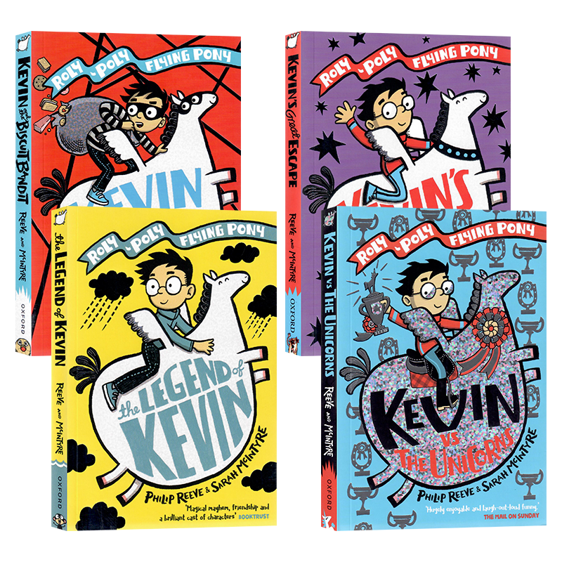 飞行小马历险记4册 英文原版章节书 Max and Kevin A Rolypoly Flying Pony Adventure凯文和饼干大盗/VS独角兽/大逃亡/凯文的传奇