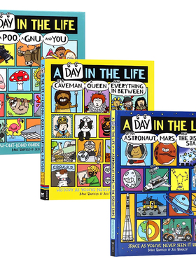地球上的爆笑生活历史3册 英文原版绘本 A Day in the Life of a Poo a Gnu and You 儿童搞笑趣味知识科普图画绘本Mike Barfield