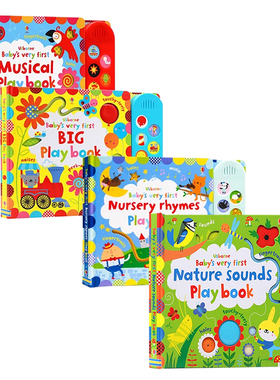 Usborne幼儿纸板触摸发声翻翻书洞洞书4册英文原版绘本 Baby's Very First Nature Sounds/Nursery Rhymes Play Book 启蒙游戏互动