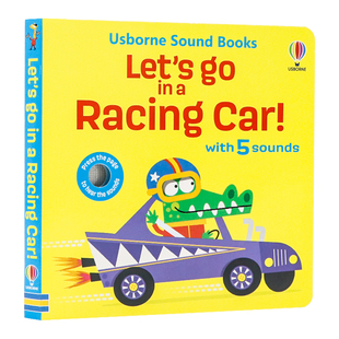尤斯伯恩发声书 赛车主题绘本 英文原版 Let's go in a Racing Car 亲子共读交通工具认知 耐撕耐咬 有声互动 0-3 岁宝宝读物 全彩