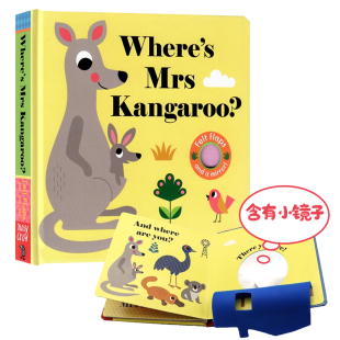 Where 绘本 Mrs 幼儿感官发展亲子儿童早教认知图画进口英语纸板书撕不烂 亲亲小手翻翻书系列袋鼠夫人在哪里 Kangaroo? 英文原版