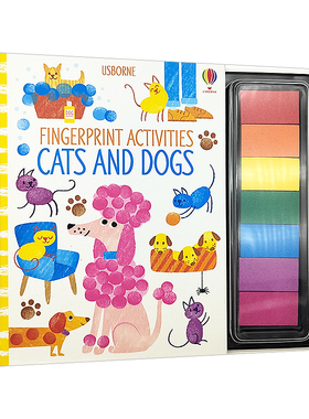 Usborne出品 猫和狗 创意指印游戏书 Fingerprint Activities Cats and Dogs 英文原版绘本 创意绘画DIY 螺旋装帧低幼儿童艺术启蒙