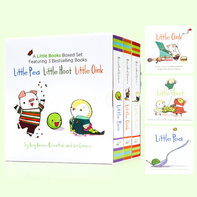 小豌豆猫头鹰猪3册礼盒装Little Pea Little Hoot Little Oink英文原版 幼儿童宝宝生活行为习惯养成 克服困难思维 吴敏兰推荐