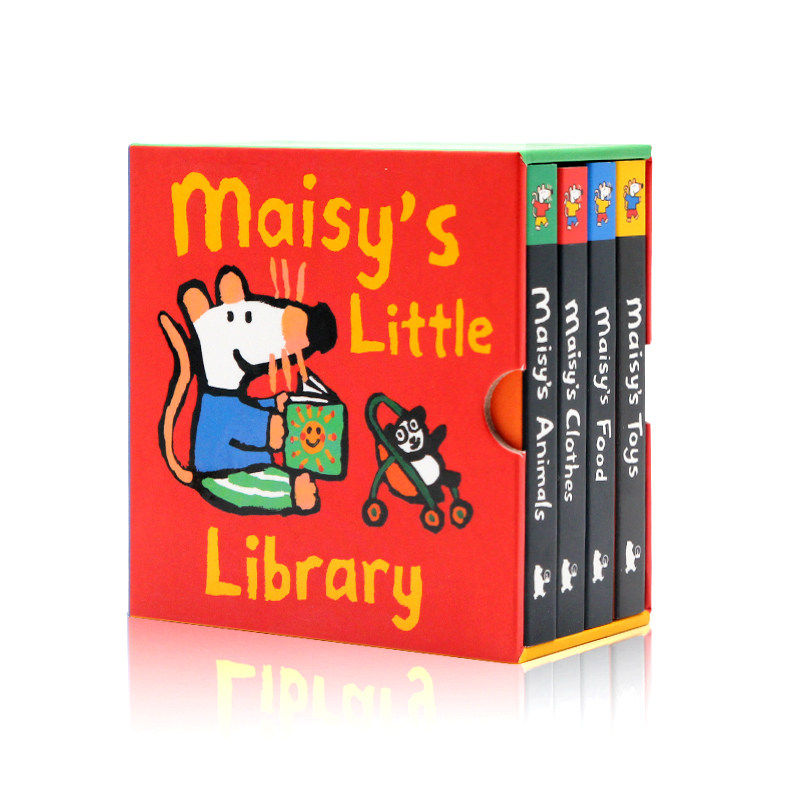 现货 小鼠波波4册手掌纸板书 Maisy's Little Library 小鼠玻玻的小小图书馆 英文原版绘本 低幼英语启蒙认知读物 0-3-6岁