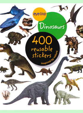 恐龙主题贴纸书 英文原版绘本 Eyelike Stickers: Dinosaurs 含400张贴纸  幼儿童启蒙认知互动玩具书边学边玩 亲子读物 Workman