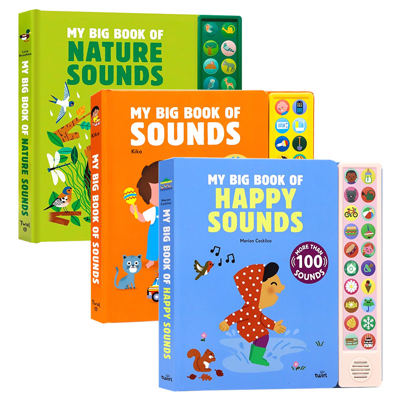我的发声书3册 自然/单词/快乐声音 英文原版 My Big Book of Happy/Nature Sounds 幼儿启蒙科普认知绘本 词汇学习100种 亲子互动