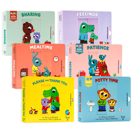 抽拉玩机关操作书系列6册 英文原版绘本 Pull And Play 幼儿情商行为礼貌礼仪生活习惯培养抽拉机关纸板书游戏玩具书 儿童启蒙绘本