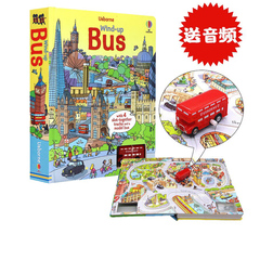 Usborne轨道书 发条小巴士Wind-up Bus Train Plane 火车飞机轨道车书 尤斯伯恩英文原版绘本儿童游戏纸板书附玩具 开发思维益智